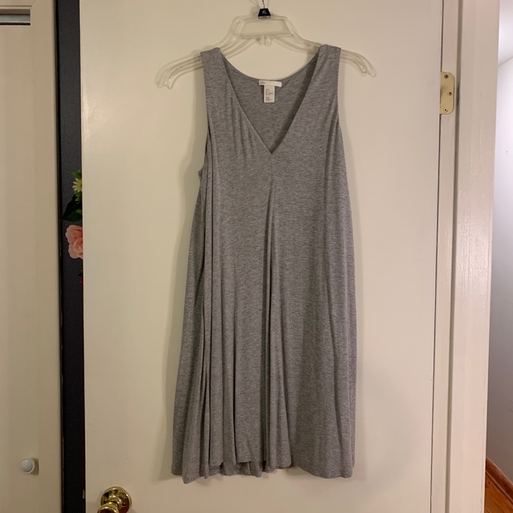H & M Deep V Loose Fitting Gray Tunic Dress